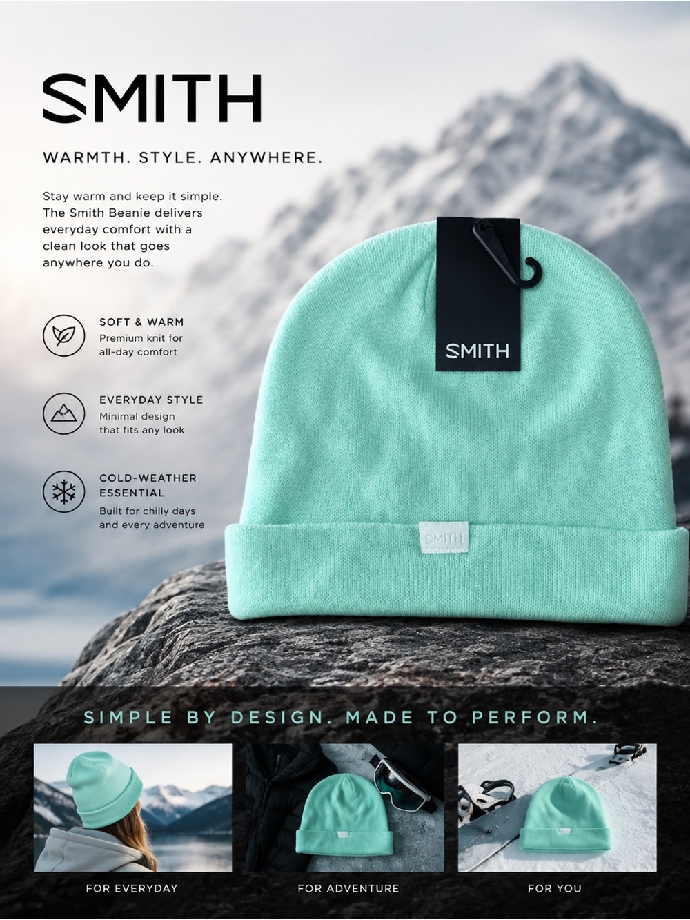 SMITH Ballard Cuffed Beanie in color: opal